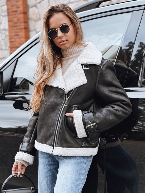 Női ramones dzseki báránybőrrel fekete Dstreet TY5237