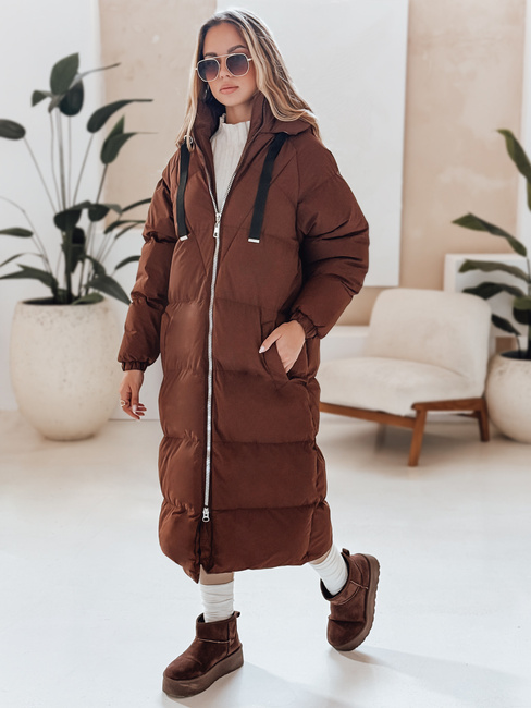 Női téli hosszú steppelt kabát COZYSEASON barna Dstreet TY4954