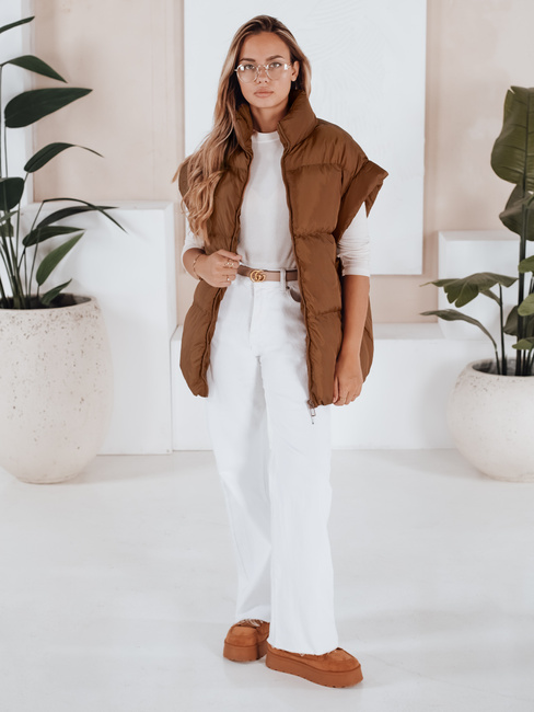 Női steppelt mellény NIMIA camel színben Dstreet TY3249