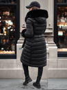 Női steppelt hosszú dzseki ZAELEGANTE fekete Dstreet TY4779