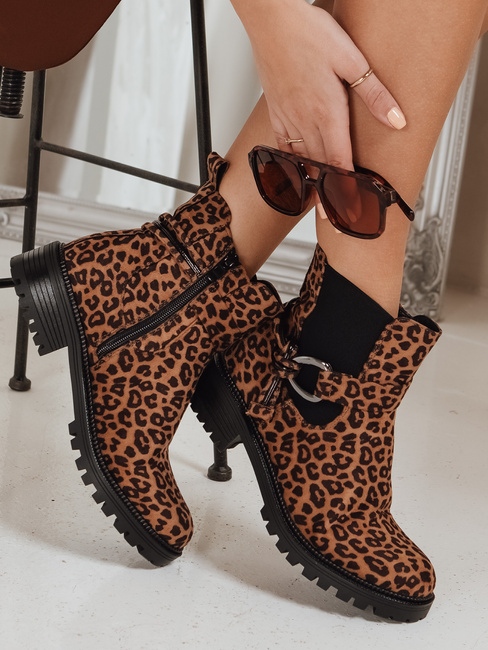 Női szarvasbőr leopárd mintás csizma Dstreet ZY1261 ZY1261