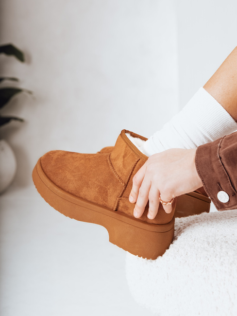 Női hó csizma vastag talpú camel Dstreet ZY1288 ZY1288