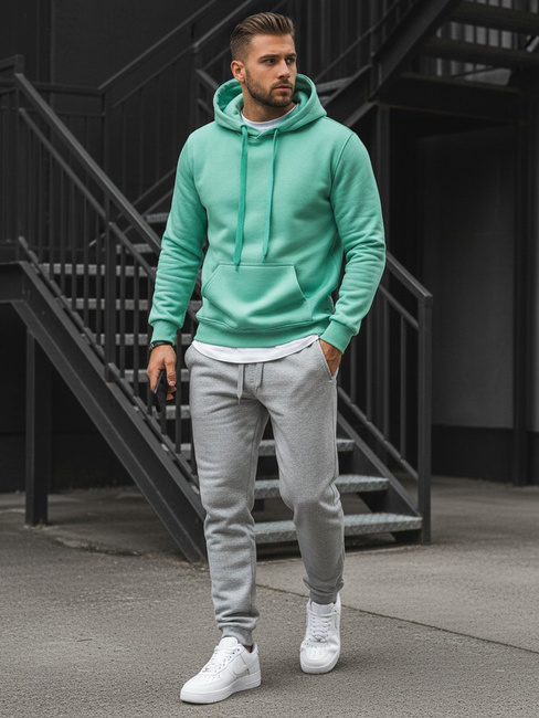 Kenguru típusú férfi pulcsi kapucnival menta színben Dstreet BX4946