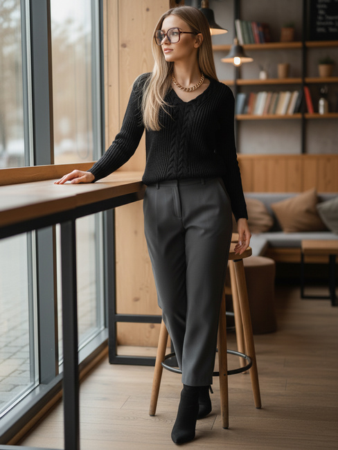 Női áttört pulóver CANDIS Szín Fekete DSTREET MY1806