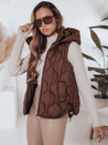 Női steppelt, kapucnis mellény MISSVEST barna Dstreet TY5019