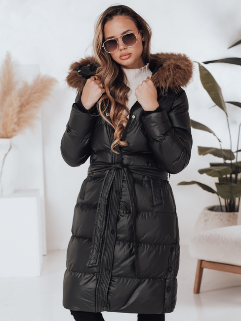 Női steppelt téli kabát szőrmével STYLEBELLA fekete Dstreet TY5010