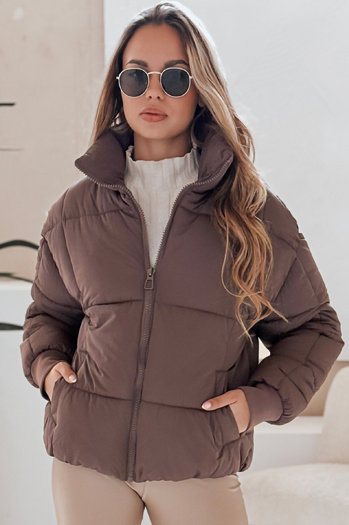 Női téli rövid steppelt kabát VIBEGIRL sötét bézs Dstreet TY4945