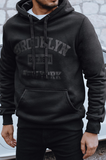 Férfi nyomtatott szigetelt pulóver fekete Dstreet BX5916