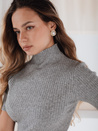 Női rövid ujjú bordázott pulóver GIRLGLORY szürke Dstreet MY2551