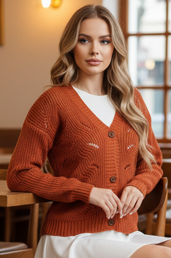 Női KNITVIA pulóver piros Dstreet MY2420