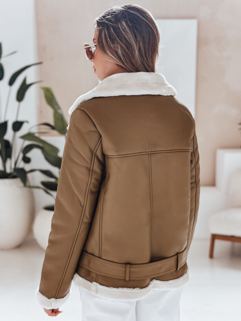 Női NORFDIMA bőrdzseki báránybőr dzseki camel Dstreet TY4738