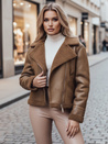 Női SOFTSTILL szarvasbőr kabát camel báránybőrrel Dstreet TY4747z