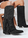 Női szarvasbőr boho fekete csizma Dstreet ZY1287 ZY1287