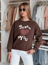 Női túlméretezett nyomtatott pulóver JUST LOVE YOU barna Dstreet BY1477