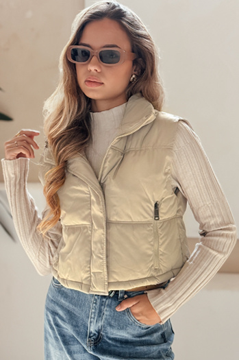 Női steppelt bézs színű mellény Dstreet TY5195