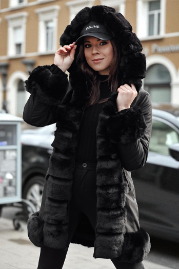 Női kabát szőrmével FURRWINT fekete Dstreet TY4772