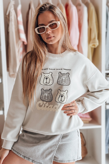 Női oversize pulóver mackókkal MISOBEARS szürke Dstreet BY1436