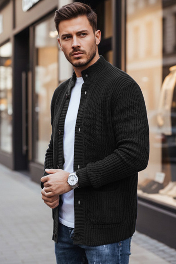 Férfi kardigán pulóver fekete Dstreet WX2347