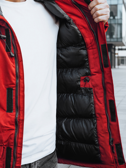 Férfi téli parka kabát piros Dstreet TX2995z