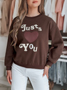 Női túlméretezett nyomtatott pulóver JUST LOVE YOU barna Dstreet BY1477