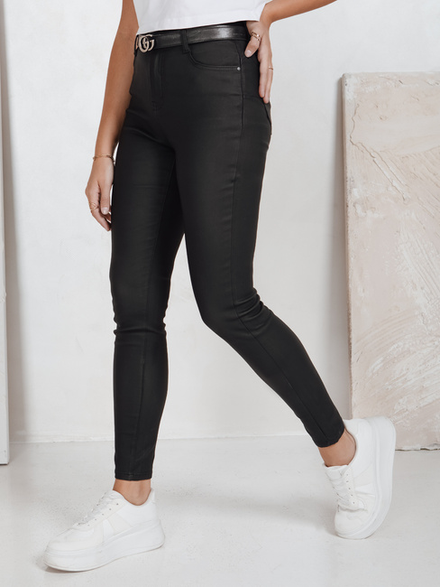 Női viaszolt fekete nadrág Dstreet UY2767