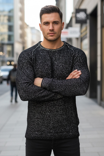 Férfi pulóver fekete WX2311z