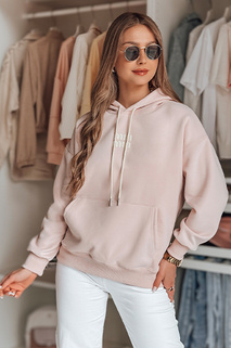 Női oversize kapucnis pulóver MINMIN LOVE rózsaszín Dstreet BY1494