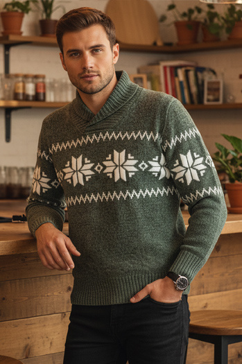 Férfi zöld pulóver Dstreet WX2270