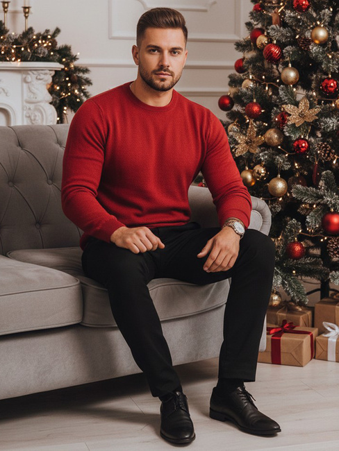 Férfi klasszikus bordó pulóver Dstreet WX1933z