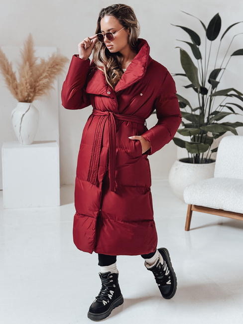 Női hosszú steppelt kabát FAVI gesztenyebarna Dstreet TY4961