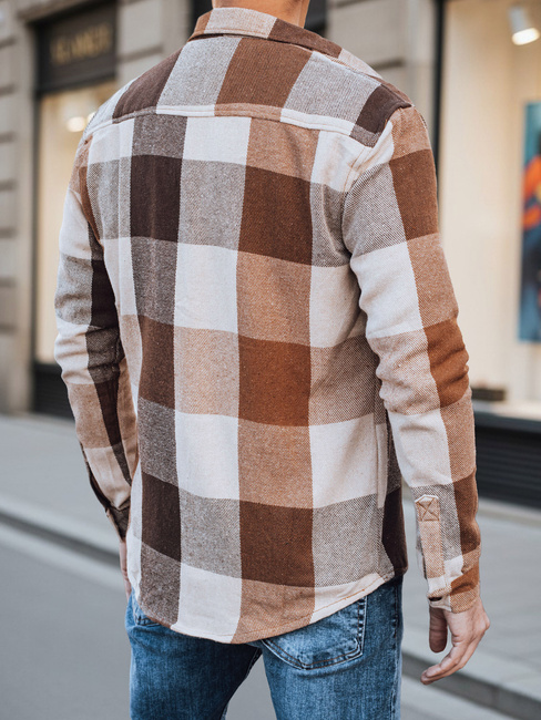 Férfi camel kockás flanel ing Dstreet DX2674