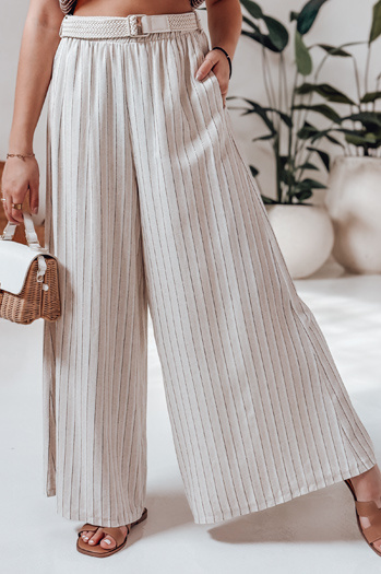 Női széles szárú nadrág övvel SUMMERLINE bézs Dstreet UY2697