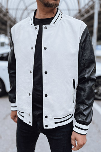 Férfi ekrü bőr baseball dzseki Dstreet TX4708