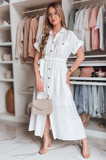SUNNI LOVE lenvászon maxiruha fehér Dstreet EY2608