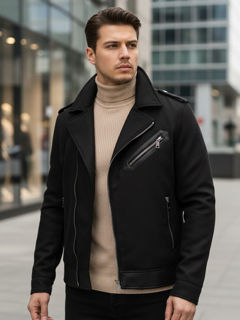 Férfi téli ramones dzseki fekete Dstreet TX4660z