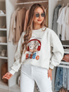 Női nagyméretű, nyomtatott pulóver LALA VIBE szürke Dstreet BY1503