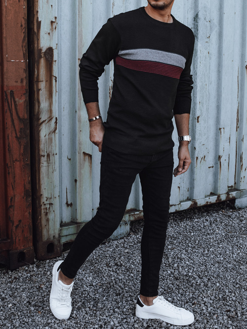 Férfi fekete pulóver Dstreet WX2209