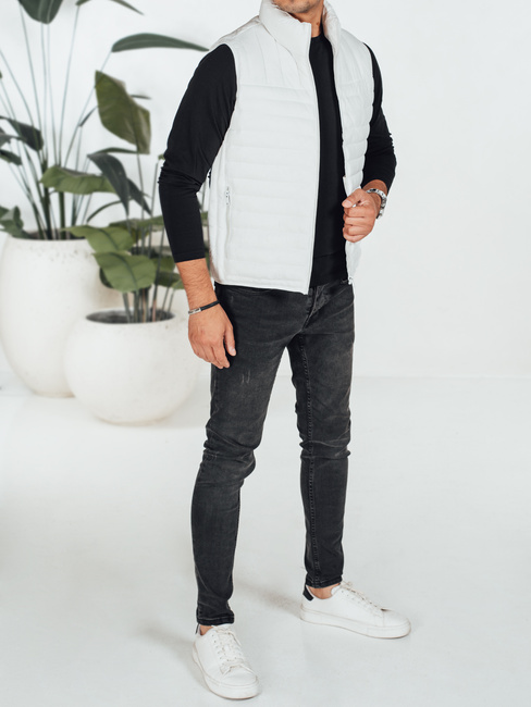 Férfi steppelt fehér mellény Dstreet TX5083