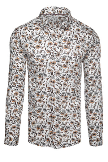 Férfi virágos ing fehér Dstreet DX2667