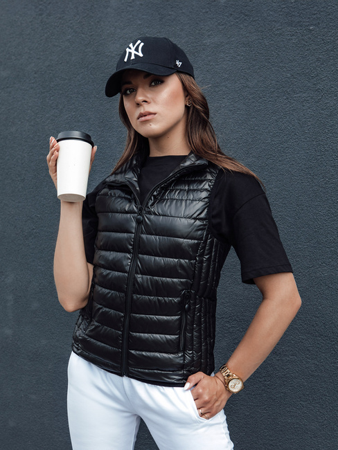 Női steppelt mellény állógallérral STYLISHZ fekete Dstreet TY4440 Dstreet TY4440