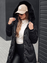 Női télikabát MYANNA hosszú steppelt kapucnival fekete Dstreet TY4679 Dstreet TY4679