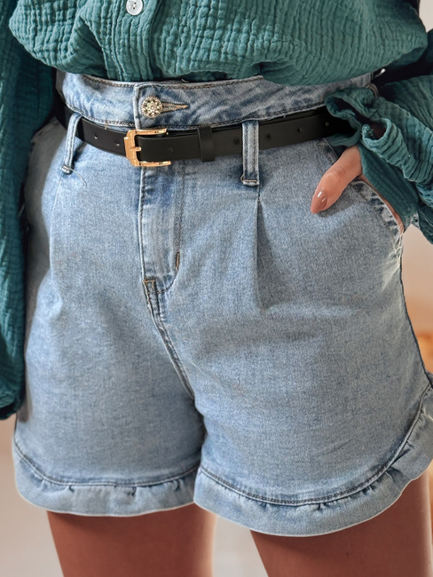 Női farmer rövidnadrág övvel SHORT LOVER kék Dstreet SY0468