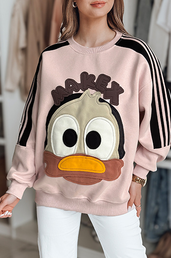 Női oversize melegítőfelső foltokkal CUTE MAKEX rózsaszín Dstreet BY1493