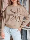 Női oversize pulóver virággal PETITKA mokka Dstreet BY1386