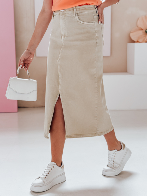 Denim maxiszoknya TELL ME MAXI bézs Dstreet CY0480