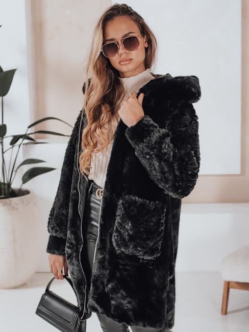 MISSFLUFF női szőrme kabát fekete Dstreet TY4982