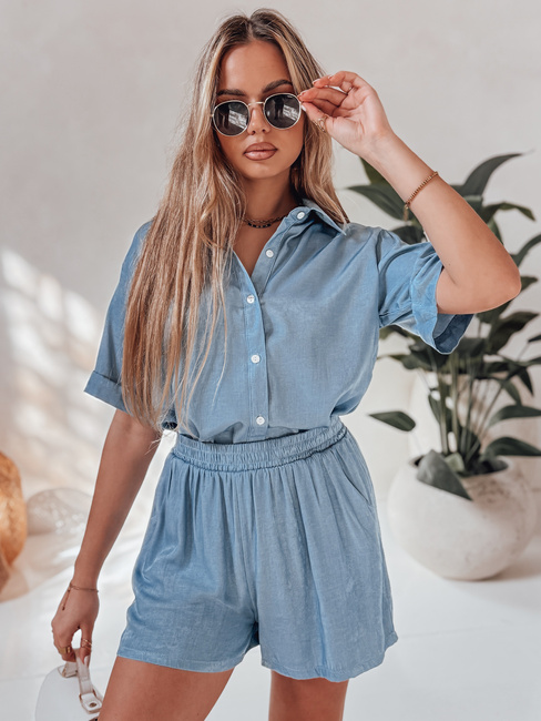 Női lenvászon oversize szett LINEN LOVE világoskék Dstreet AY1139