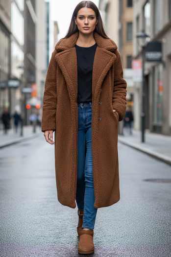 Női télikabát teddy szőrme hosszú camel Dstreet NY0759z