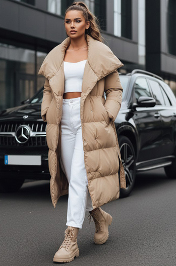 Női steppelt kabát kabát FAVI camel Dstreet TY3091