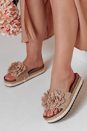 Női virágos flip-flop KWIATARIS khaki Dstreet ZY0910 ZY0910